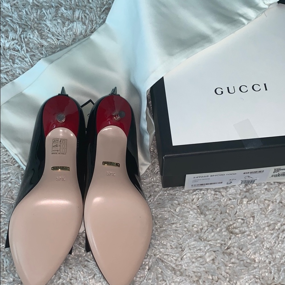 Gucci Vernice crystal Sadie - Black 37.5 spike - Picture 3 of 8